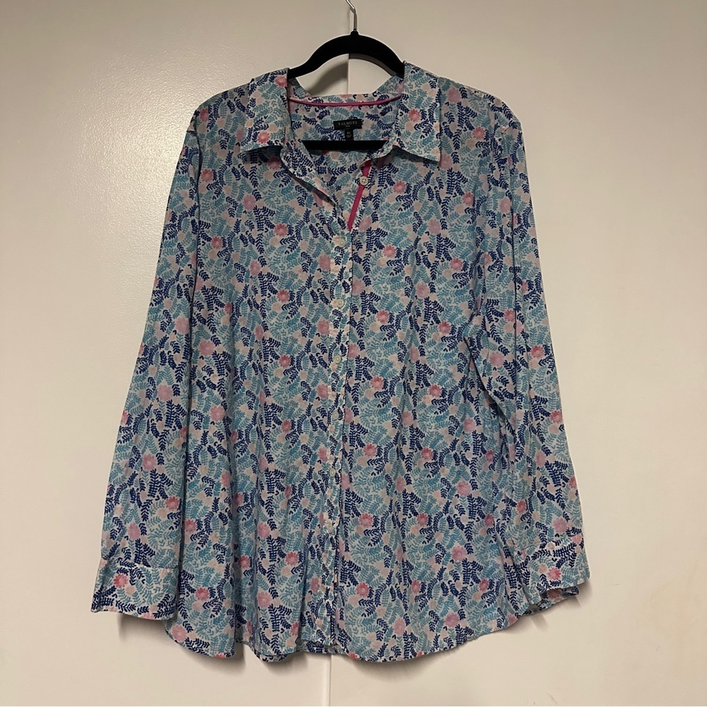 Talbots Floral Ferns Classic Cotton Button Up Shirt Size 3X - Picture 2 of 9